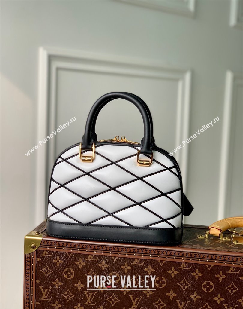 Louis Vuitton Alma BB Bag in Quilted Lambskin M23761 White/Black 2024 (KI-240218036)