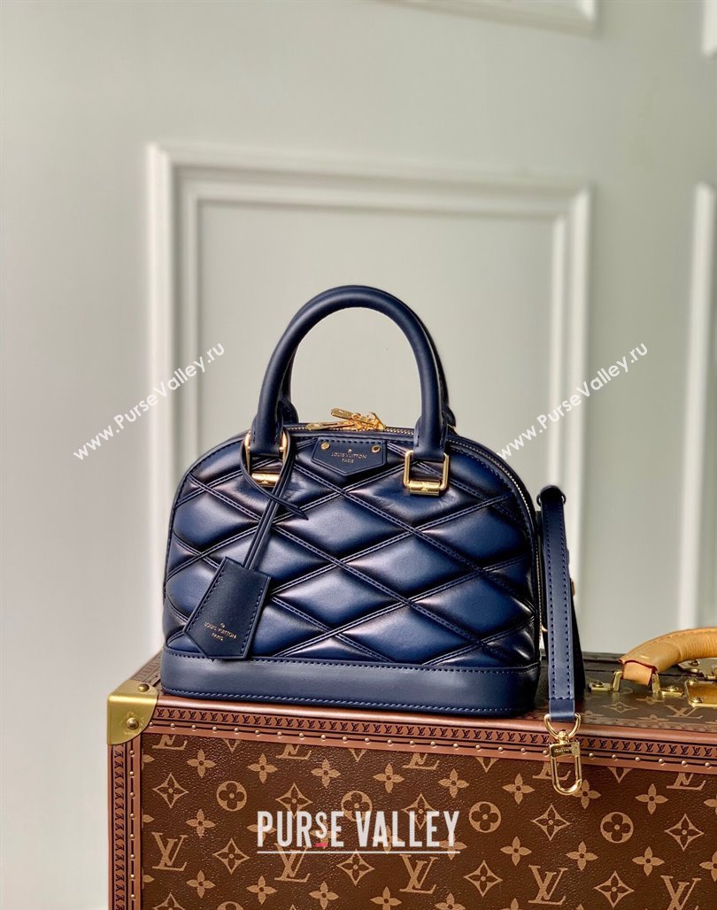 Louis Vuitton Alma BB Bag in Quilted Lambskin M23666 Navy Blue 2024 (KI-240218039)