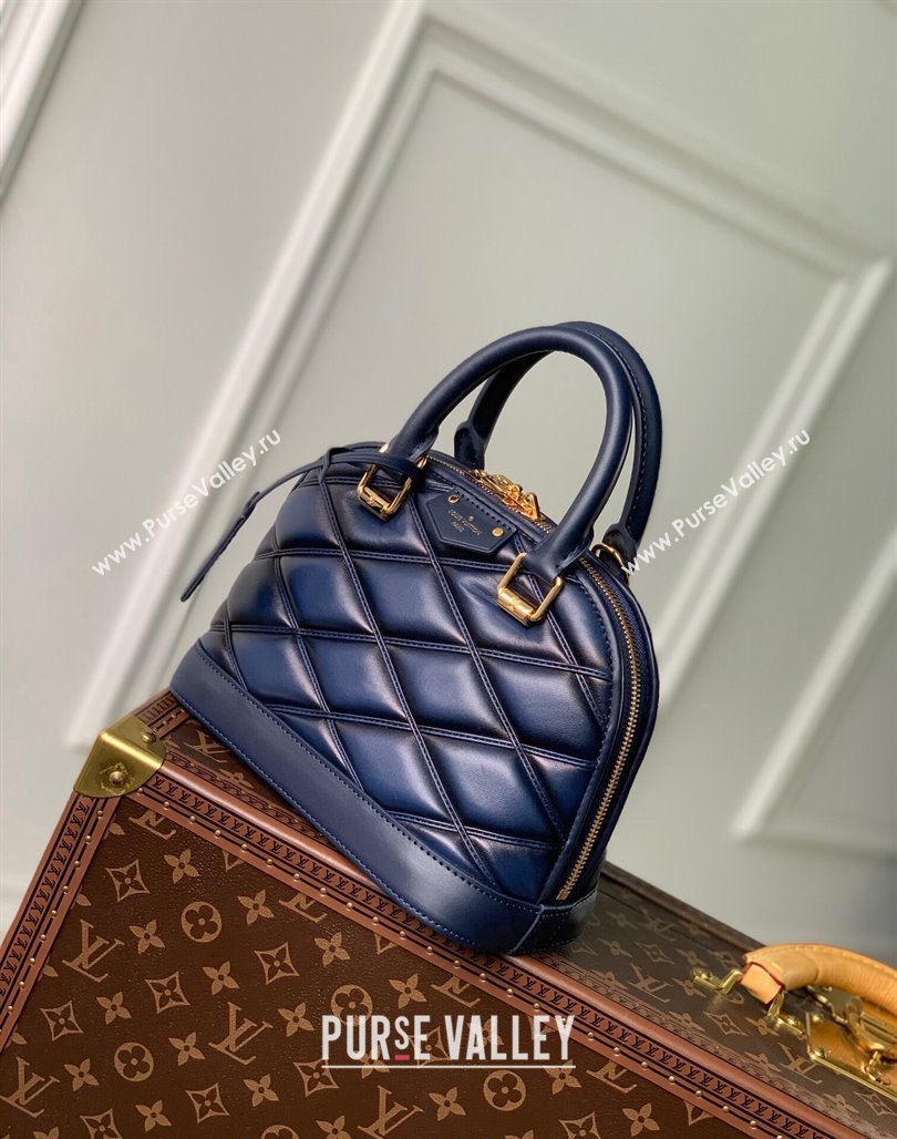 Louis Vuitton Alma BB Bag in Quilted Lambskin M23666 Navy Blue 2024 (KI-240218039)