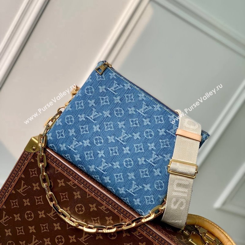 Louis Vuitton Coussin PM Bag in Blue Monogram Denim M24564 2024 New LV Remix (KI-240218042)