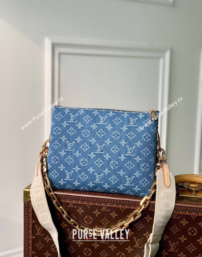 Louis Vuitton Coussin PM Bag in Blue Monogram Denim M24564 2024 New LV Remix (KI-240218042)