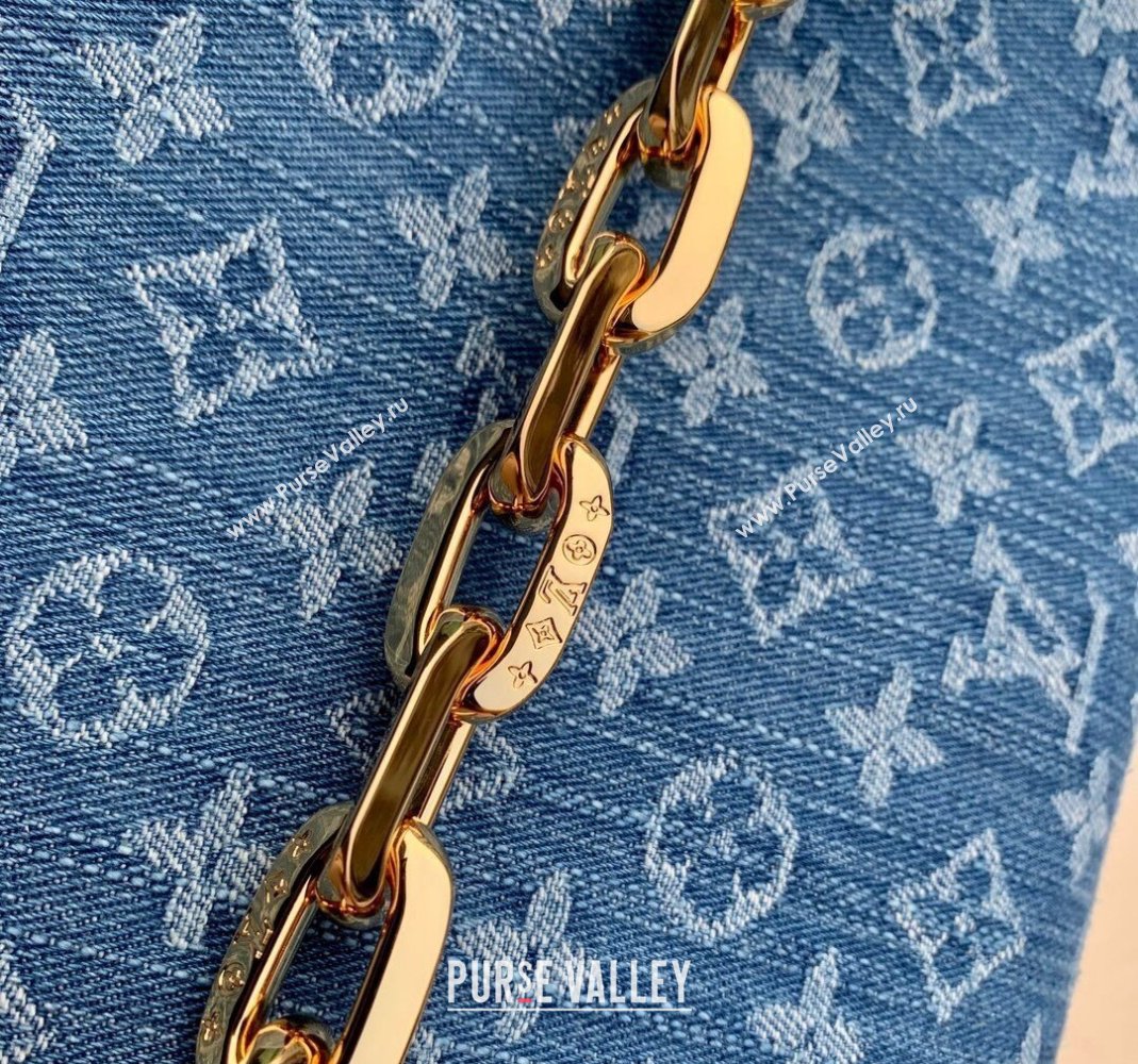 Louis Vuitton Coussin PM Bag in Blue Monogram Denim M24564 2024 New LV Remix (KI-240218042)