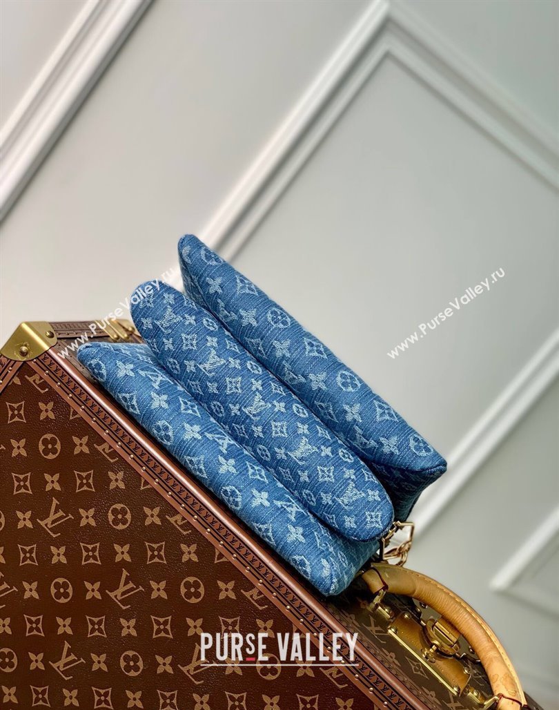 Louis Vuitton Coussin PM Bag in Blue Monogram Denim M24564 2024 New LV Remix (KI-240218042)