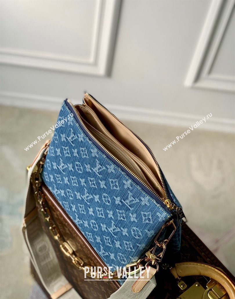 Louis Vuitton Coussin PM Bag in Blue Monogram Denim M24564 2024 New LV Remix (KI-240218042)