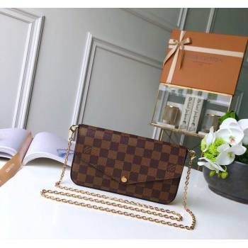 Louis Vuitton Pochette Felicie Chain Wallet WOC in Damier Ebene Canvas N63032 (KI-240218060)