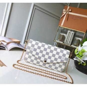 Louis Vuitton Pochette Felicie Chain Wallet WOC in Damier Azur Canvas N63106 (KI-240218059)