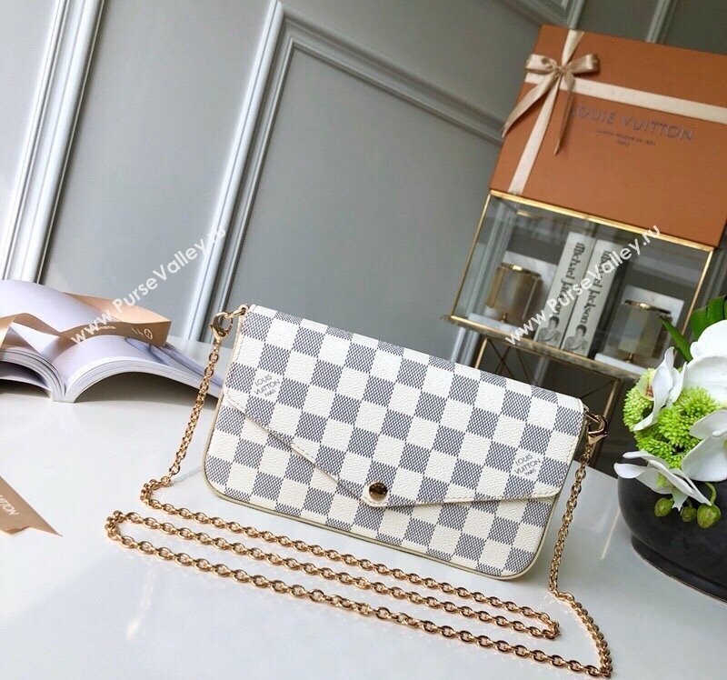 Louis Vuitton Pochette Felicie Chain Wallet WOC in Damier Azur Canvas N63106 (KI-240218059)