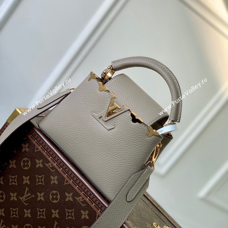 Louis Vuitton Capucines Flower Crown Mini Bag in Taurillon Leather M24567 Grey 2024 (KI-240218020)