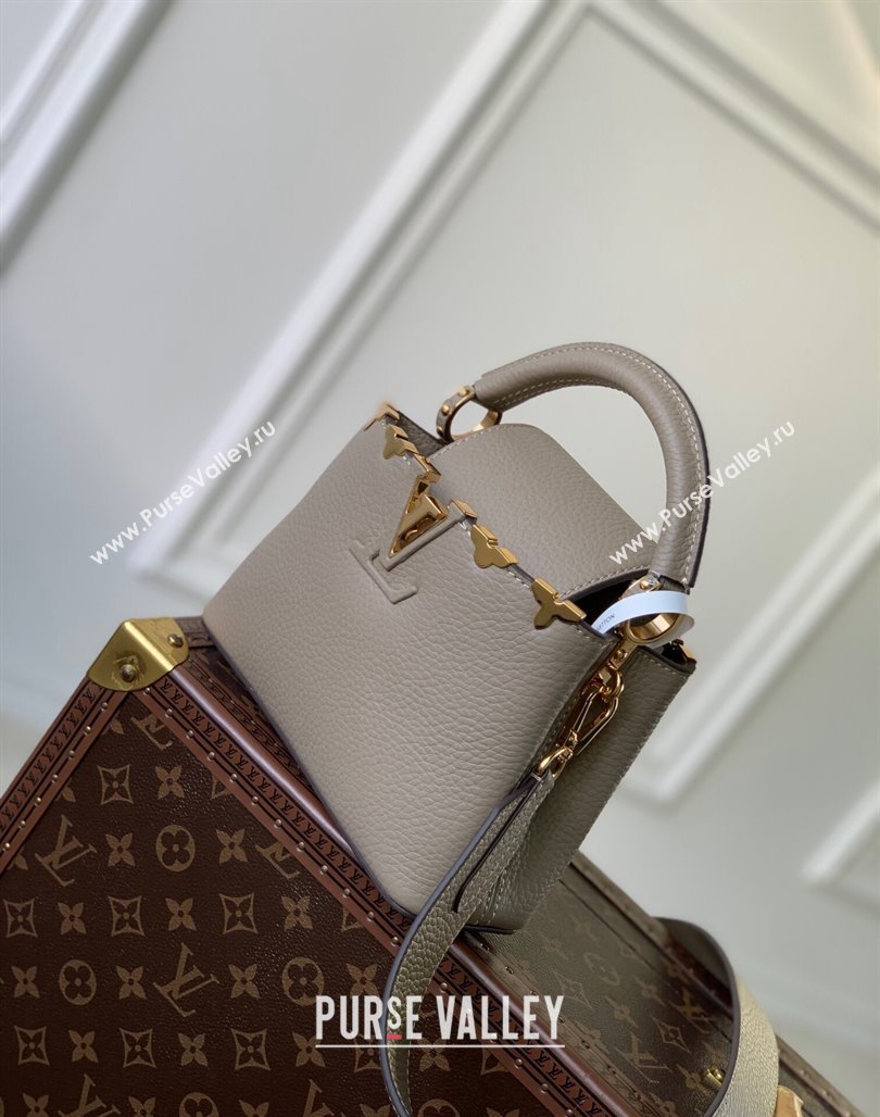 Louis Vuitton Capucines Flower Crown Mini Bag in Taurillon Leather M24567 Grey 2024 (KI-240218020)