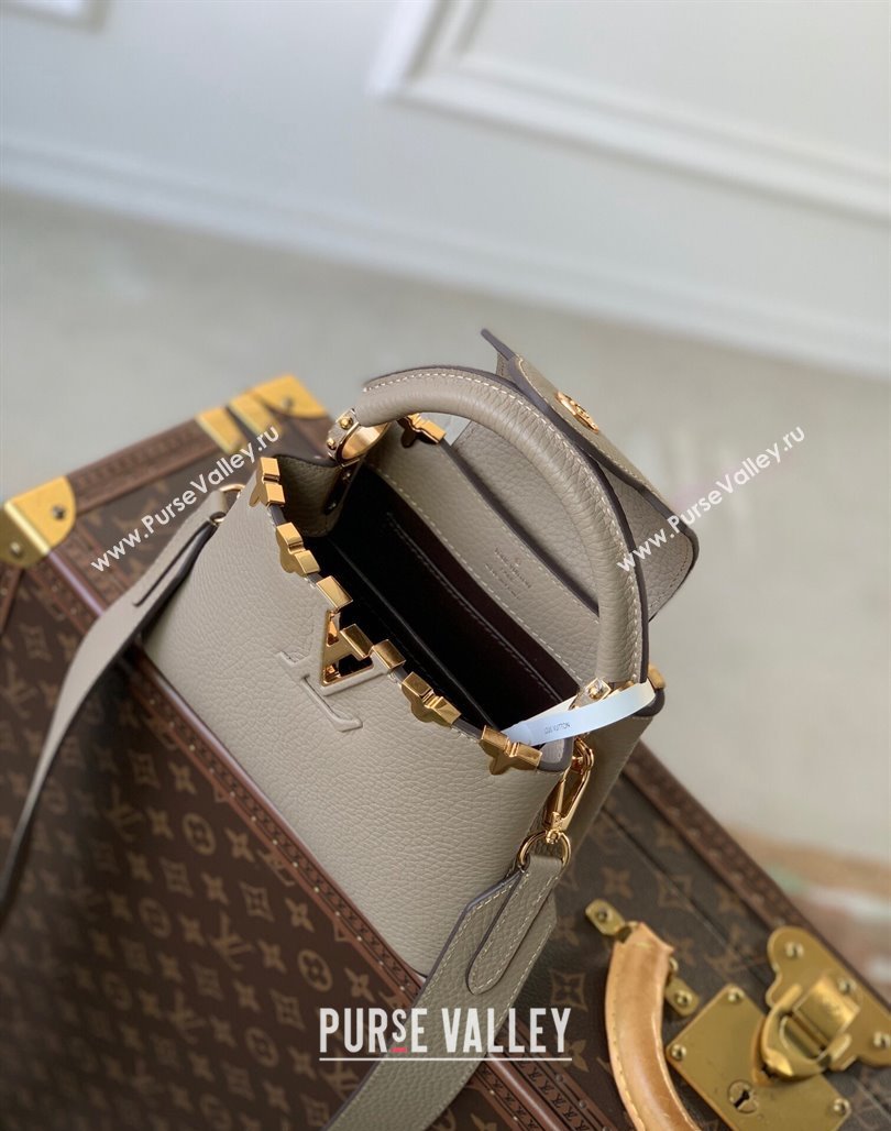 Louis Vuitton Capucines Flower Crown Mini Bag in Taurillon Leather M24567 Grey 2024 (KI-240218020)