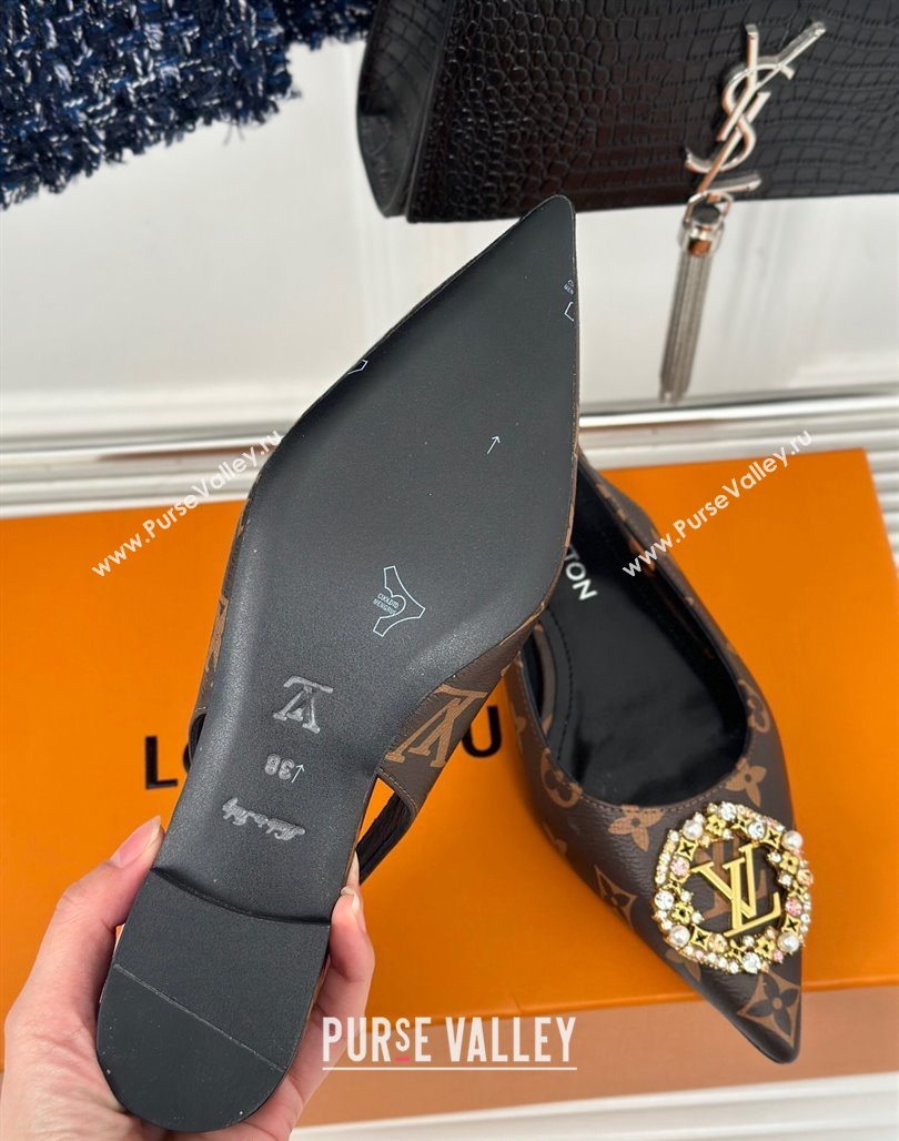 Louis Vuitton Met Slingback Ballerinas Flat in Monogram Canvas 2024 LV Night (MD-240226123)