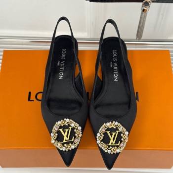 Louis Vuitton Met Slingback Ballerinas Flat in Satin Black 2024 LV Night (MD-240226125)