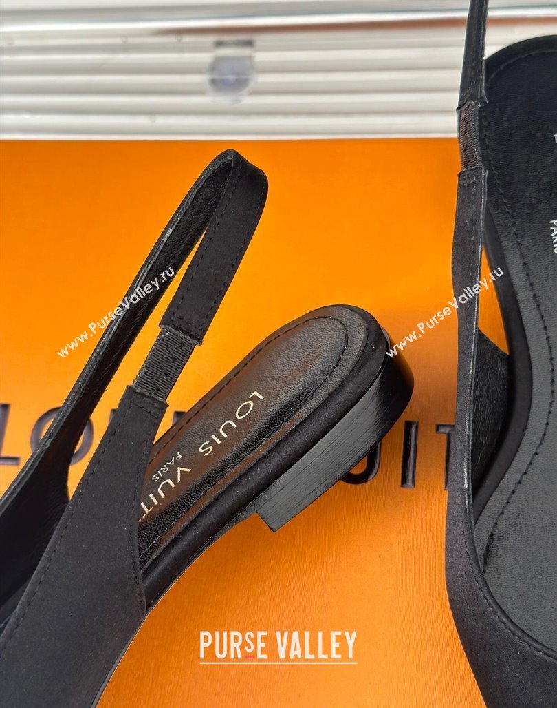 Louis Vuitton Met Slingback Ballerinas Flat in Satin Black 2024 LV Night (MD-240226125)