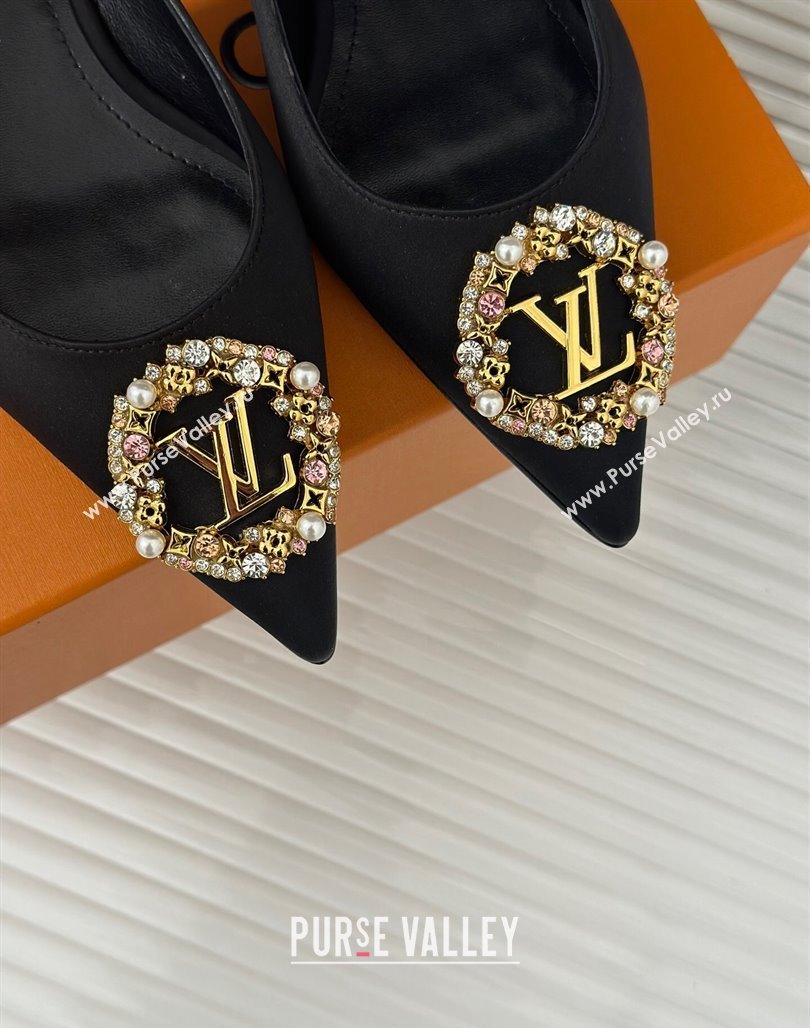 Louis Vuitton Met Slingback Ballerinas Flat in Satin Black 2024 LV Night (MD-240226125)