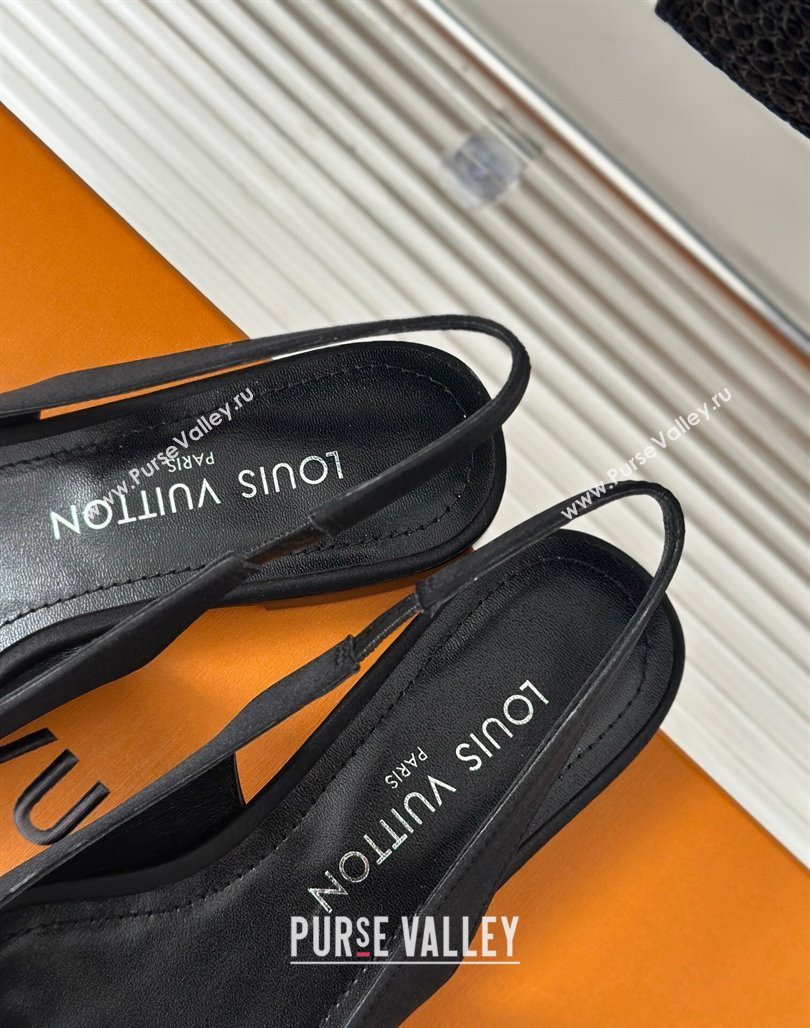 Louis Vuitton Met Slingback Ballerinas Flat in Satin Black 2024 LV Night (MD-240226125)