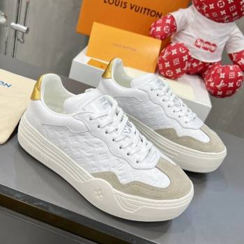 Louis Vuitton V Groovy Platform Sneakers in Monogram Leather and Suede White/Grey 2024 (MD-240226114)