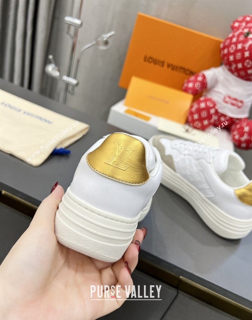 Louis Vuitton V Groovy Platform Sneakers in Monogram Leather and Suede White/Grey 2024 (MD-240226114)