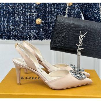 Louis Vuitton Met Slignback Pumps 7cm/9cm in Satin Nude 2024 LV Night (MD-240226135)