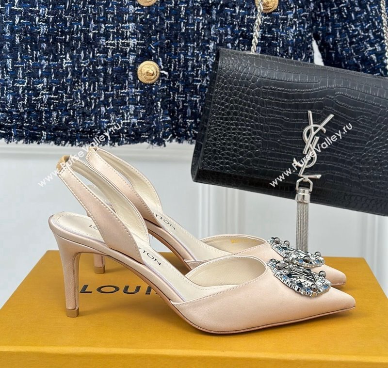 Louis Vuitton Met Slignback Pumps 7cm/9cm in Satin Nude 2024 LV Night (MD-240226135)