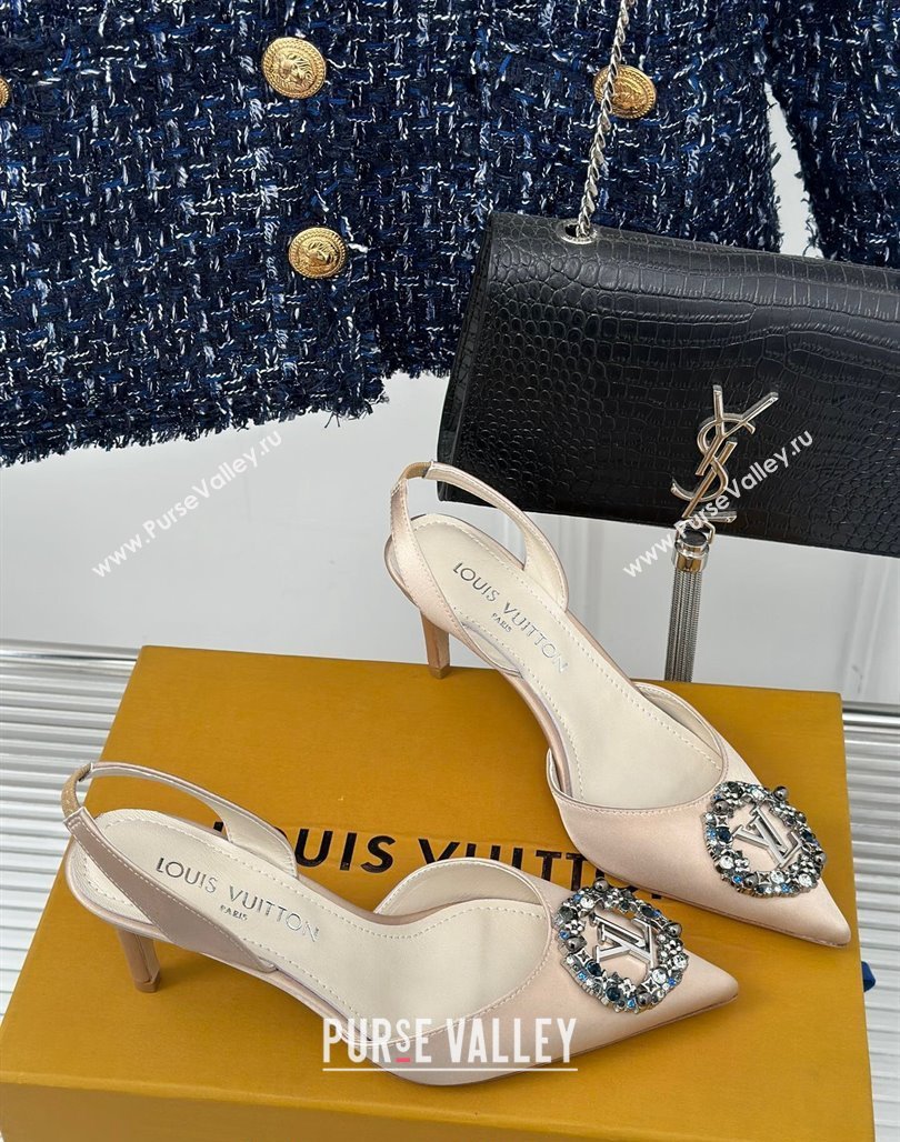 Louis Vuitton Met Slignback Pumps 7cm/9cm in Satin Nude 2024 LV Night (MD-240226135)
