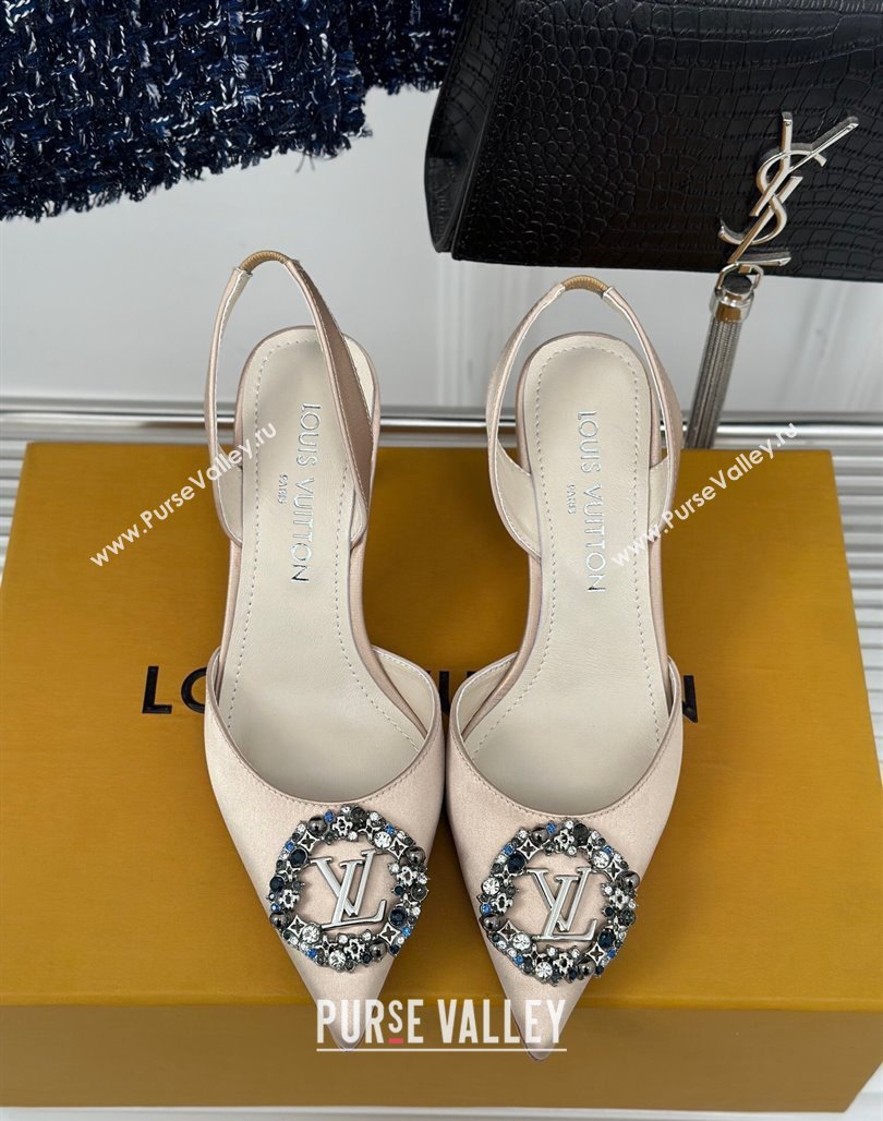 Louis Vuitton Met Slignback Pumps 7cm/9cm in Satin Nude 2024 LV Night (MD-240226135)