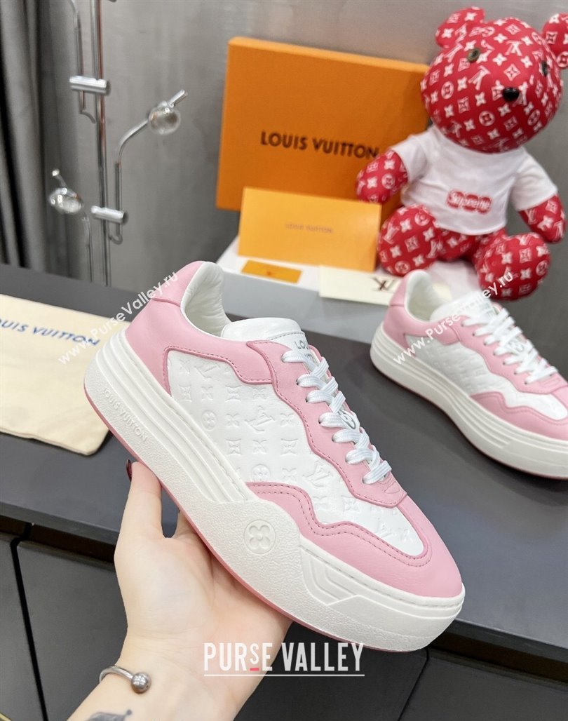 Louis Vuitton V Groovy Platform Sneakers in Monogram Leather White/Pink 2024 (MD-240226115)