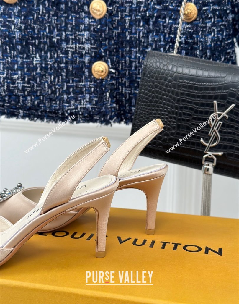 Louis Vuitton Met Slignback Pumps 7cm/9cm in Satin Nude 2024 LV Night (MD-240226135)
