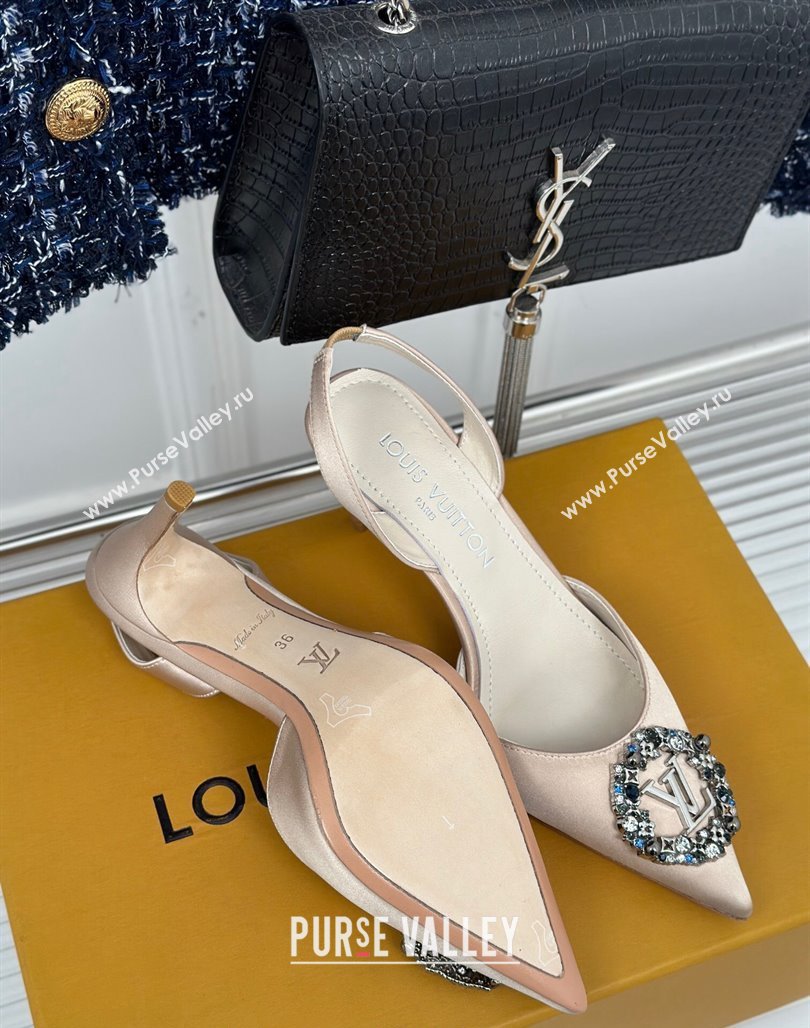 Louis Vuitton Met Slignback Pumps 7cm/9cm in Satin Nude 2024 LV Night (MD-240226135)