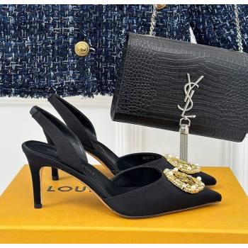 Louis Vuitton Met Slignback Pumps 7cm/9cm in Satin Black 2024 LV Night (MD-240226137)