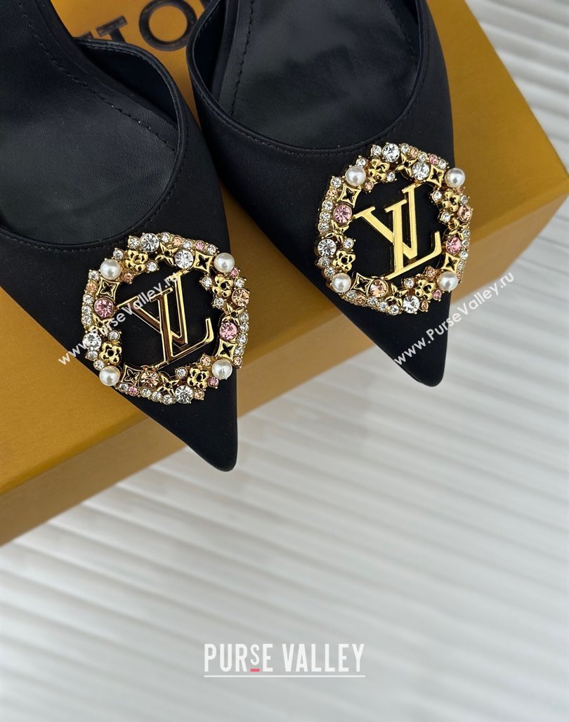 Louis Vuitton Met Slignback Pumps 7cm/9cm in Satin Black 2024 LV Night (MD-240226137)