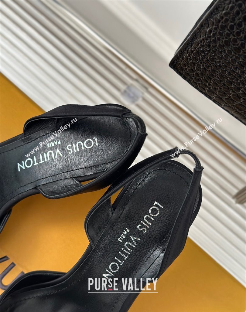 Louis Vuitton Met Slignback Pumps 7cm/9cm in Satin Black 2024 LV Night (MD-240226137)