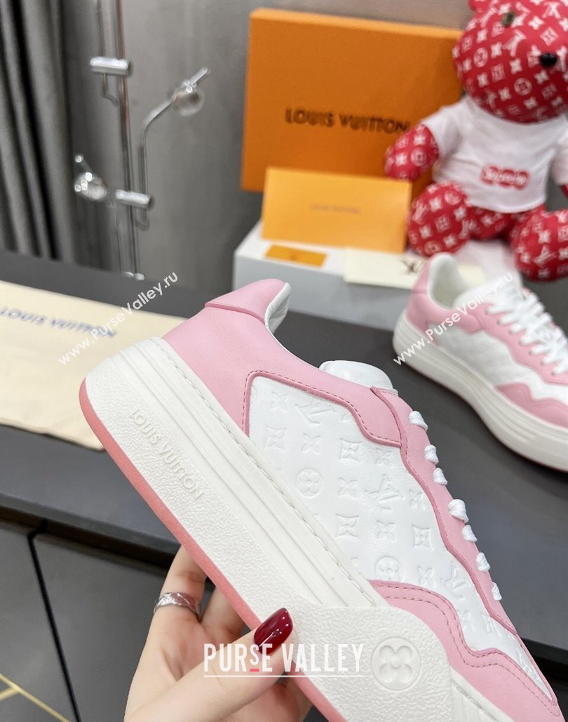 Louis Vuitton V Groovy Platform Sneakers in Monogram Leather White/Pink 2024 (MD-240226115)