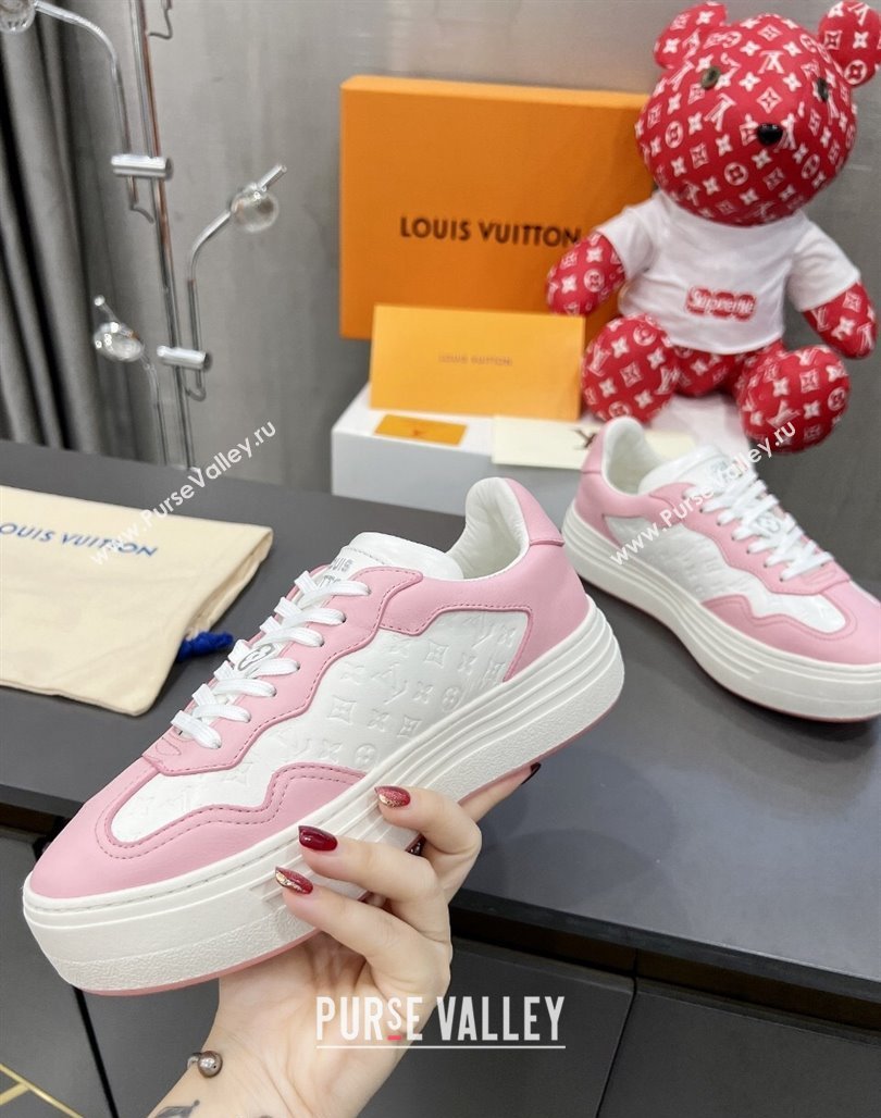 Louis Vuitton V Groovy Platform Sneakers in Monogram Leather White/Pink 2024 (MD-240226115)