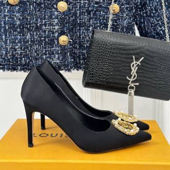 Louis Vuitton Met Pumps 7cm/9cm in Satin Black 2024 LV Night 1AC7BF (MD-240226140)