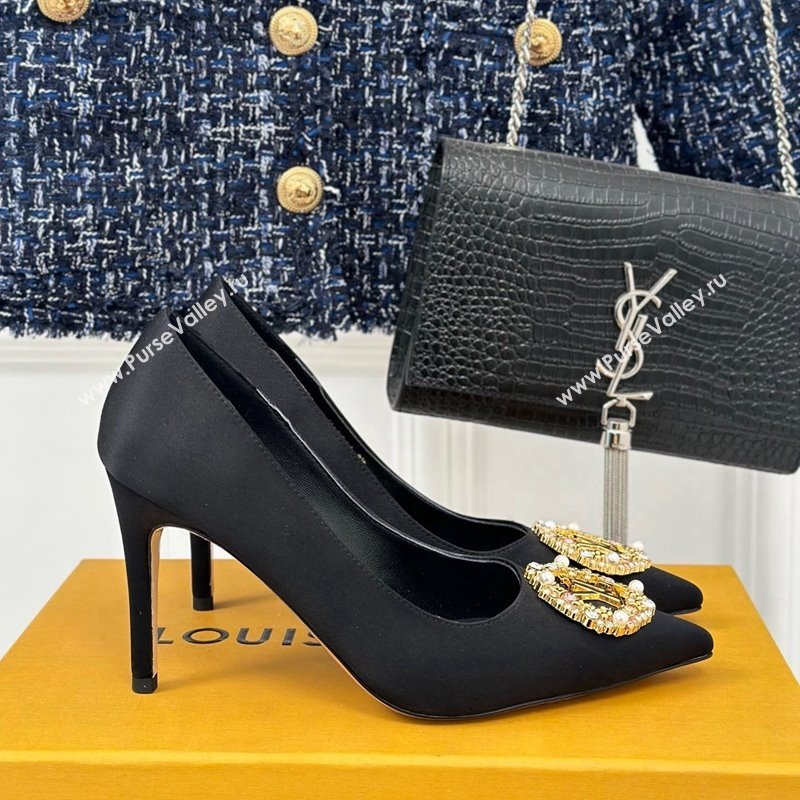 Louis Vuitton Met Pumps 7cm/9cm in Satin Black 2024 LV Night 1AC7BF (MD-240226140)