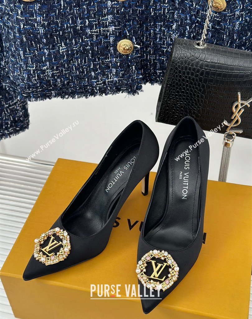 Louis Vuitton Met Pumps 7cm/9cm in Satin Black 2024 LV Night 1AC7BF (MD-240226140)