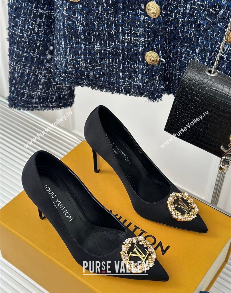 Louis Vuitton Met Pumps 7cm/9cm in Satin Black 2024 LV Night 1AC7BF (MD-240226140)