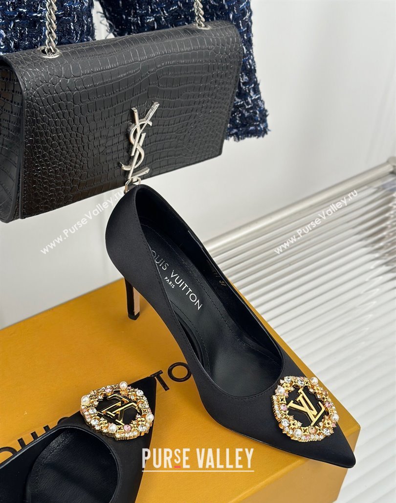 Louis Vuitton Met Pumps 7cm/9cm in Satin Black 2024 LV Night 1AC7BF (MD-240226140)