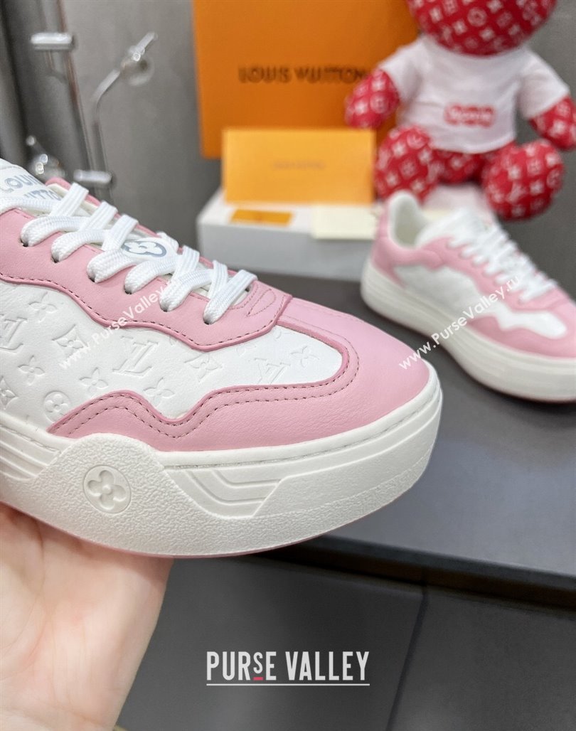 Louis Vuitton V Groovy Platform Sneakers in Monogram Leather White/Pink 2024 (MD-240226115)