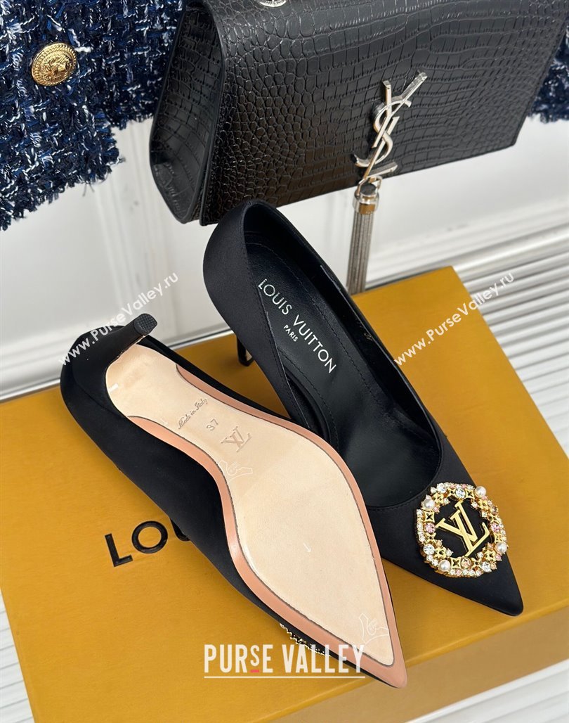 Louis Vuitton Met Pumps 7cm/9cm in Satin Black 2024 LV Night 1AC7BF (MD-240226140)