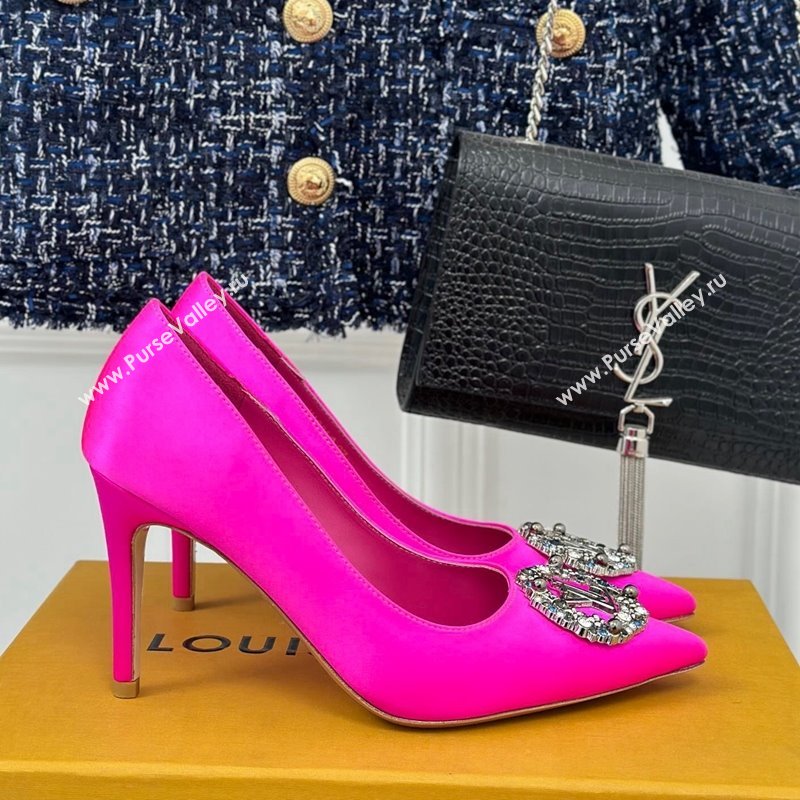 Louis Vuitton Met Pumps 7cm/9cm in Satin Dark Pink 2024 LV Night 1AC7BF (MD-240226141)