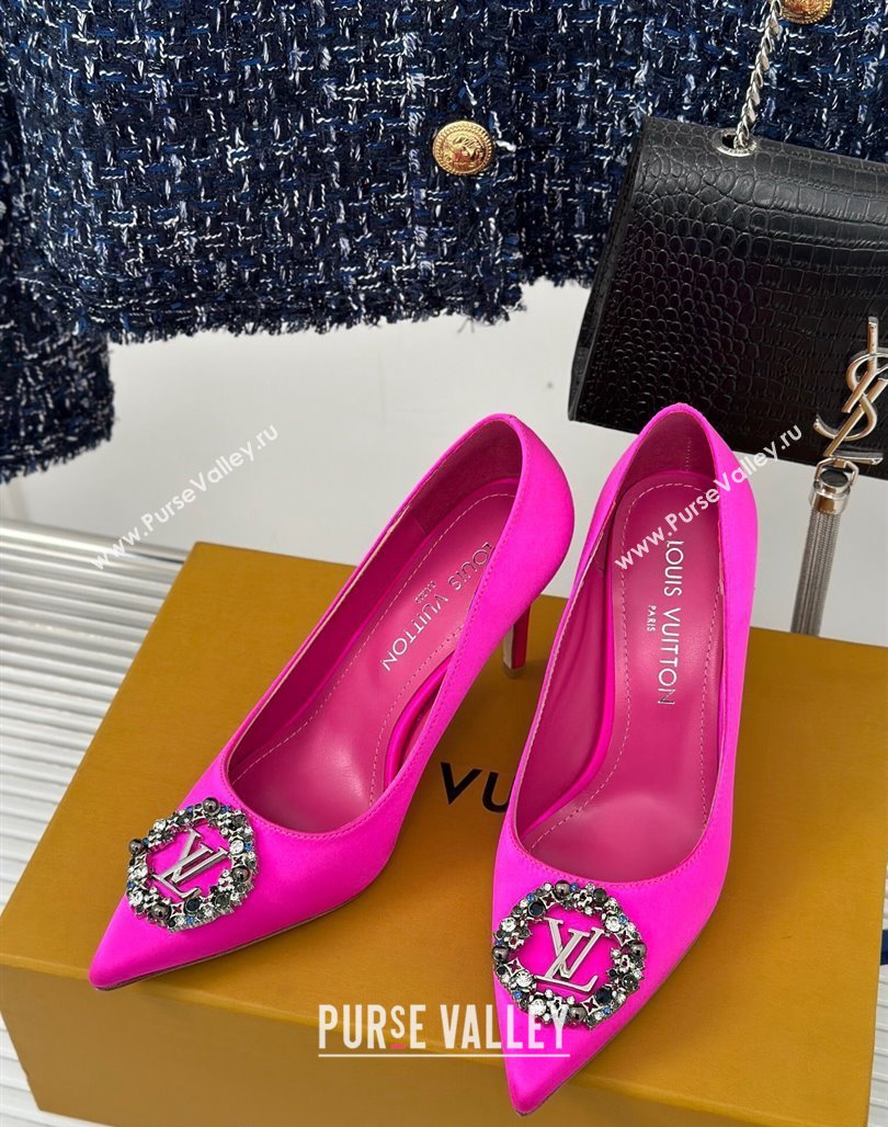 Louis Vuitton Met Pumps 7cm/9cm in Satin Dark Pink 2024 LV Night 1AC7BF (MD-240226141)