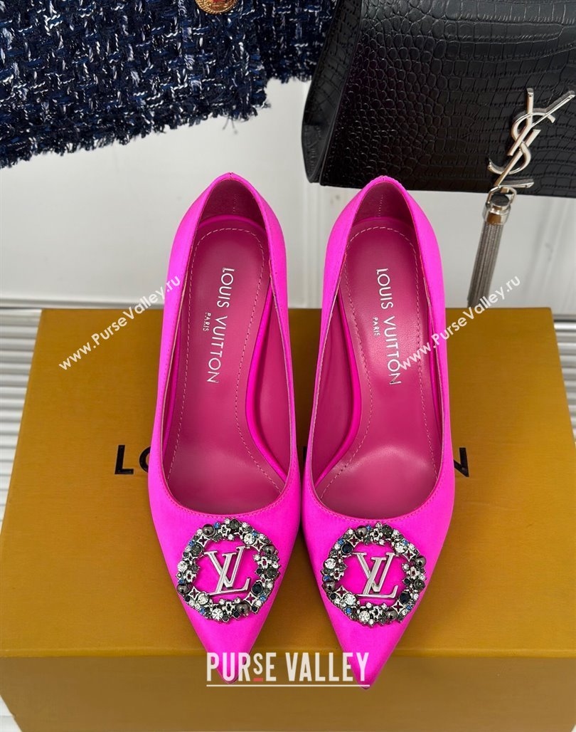 Louis Vuitton Met Pumps 7cm/9cm in Satin Dark Pink 2024 LV Night 1AC7BF (MD-240226141)