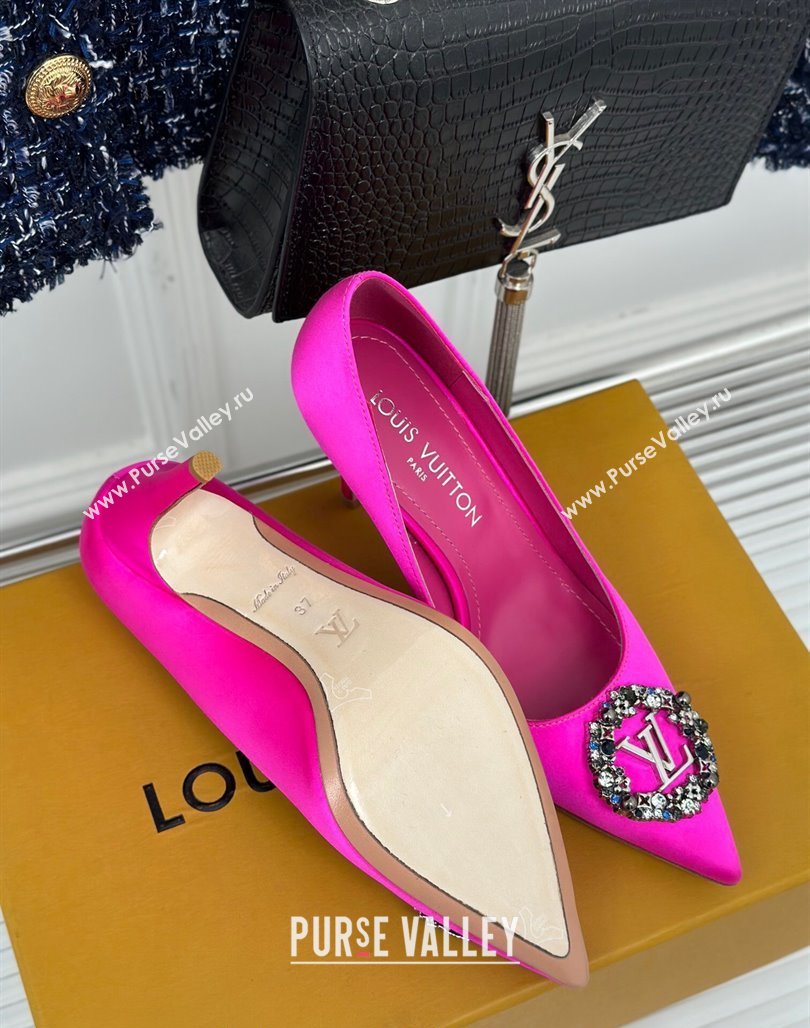 Louis Vuitton Met Pumps 7cm/9cm in Satin Dark Pink 2024 LV Night 1AC7BF (MD-240226141)