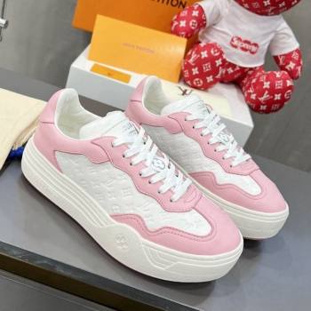 Louis Vuitton V Groovy Platform Sneakers in Monogram Leather White/Pink 2024 (MD-240226115)