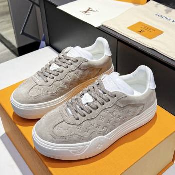 Louis Vuitton V Groovy Platform Sneakers in Monogram Suede Grey 2 2024 (MD-240226116)