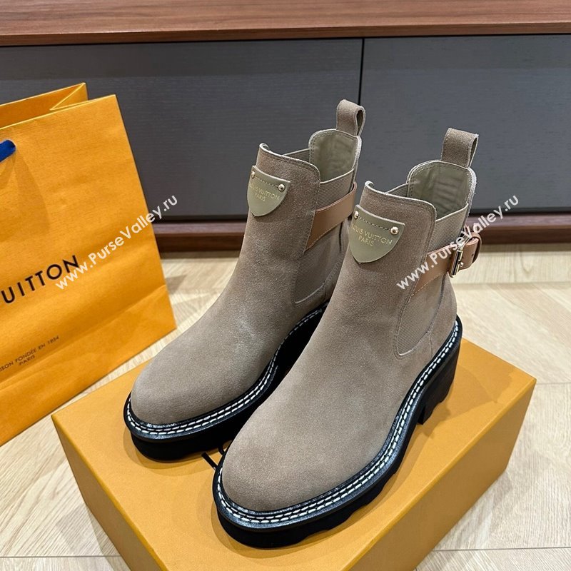 Louis Vuitton LV Beaubourg Ankle Boots in Suede Grey 2024 0226 (KL-240226146)
