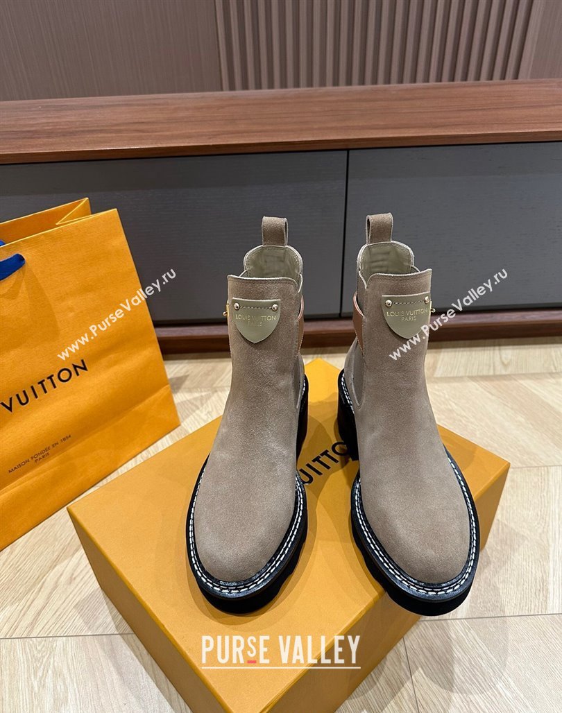 Louis Vuitton LV Beaubourg Ankle Boots in Suede Grey 2024 0226 (KL-240226146)