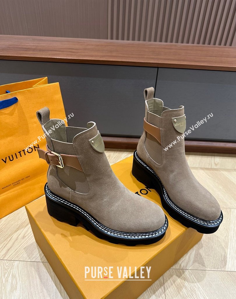 Louis Vuitton LV Beaubourg Ankle Boots in Suede Grey 2024 0226 (KL-240226146)