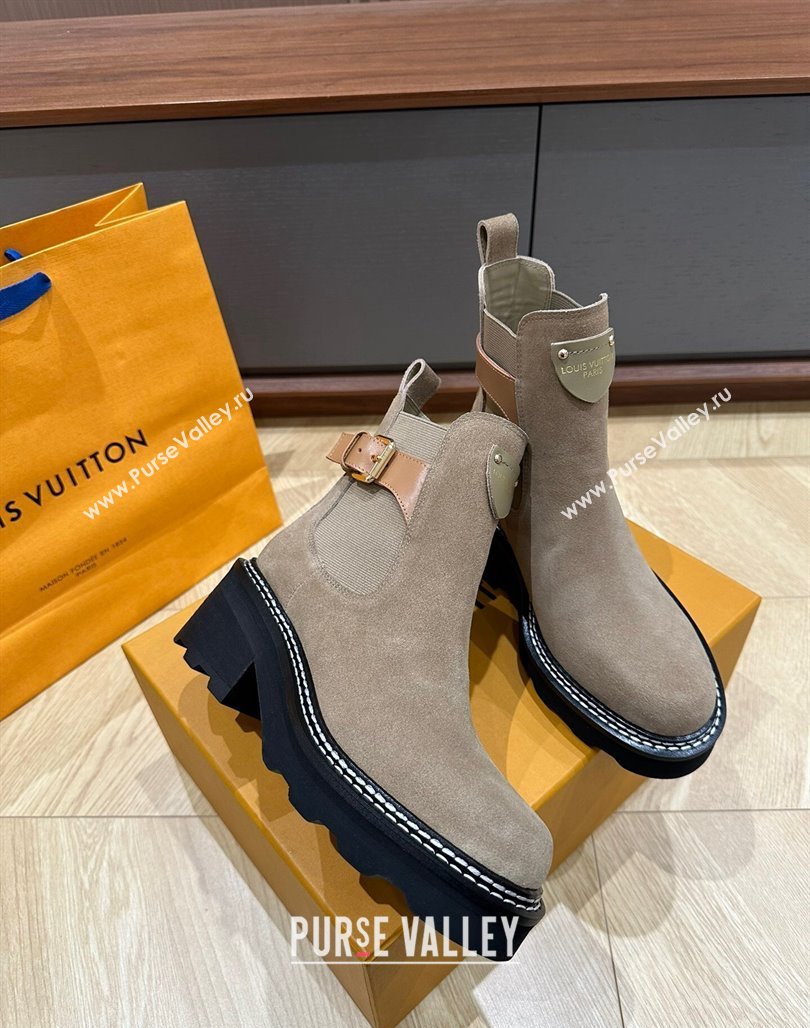 Louis Vuitton LV Beaubourg Ankle Boots in Suede Grey 2024 0226 (KL-240226146)